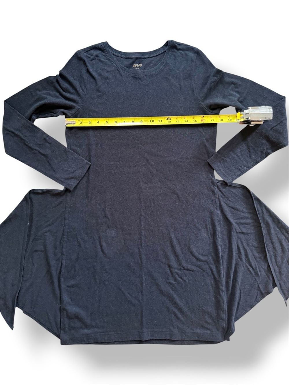 Aerie Black Long Sleeve Tie Front Mini Dress Women’s Medium Soft Knit - Picture 6 of 9
